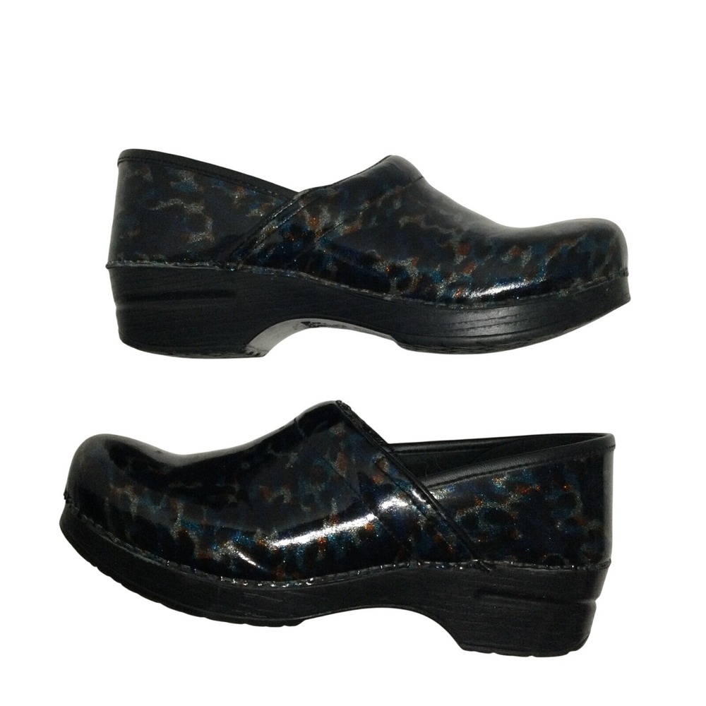 Dansko Women's Nursing Clogs Size 41‎ Leopard Print Patent Comfort Work Shoes